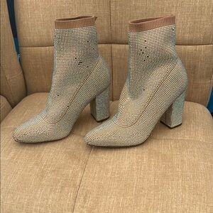 Elegant Rhinestone-Embellished Ankle Boots